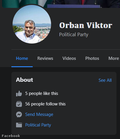 A hamis Orbán Viktor oldal a Facebookon