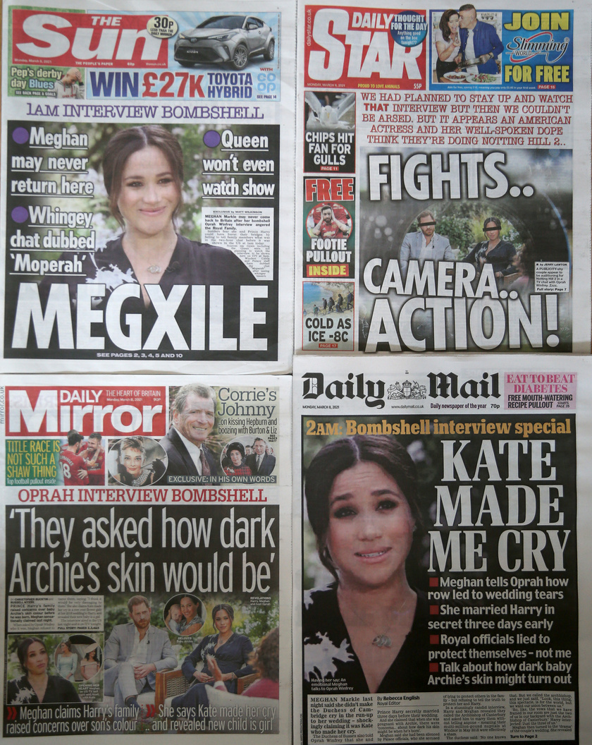 Hétfő reggelre szinte az összes brit lap címlapon közölte a botrányos interjút.