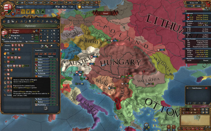 Más történelmi korszakban ugyan, de Magyarország már szerepelt az Europa Universalis sorozatban (Forrás: Paradox Games)