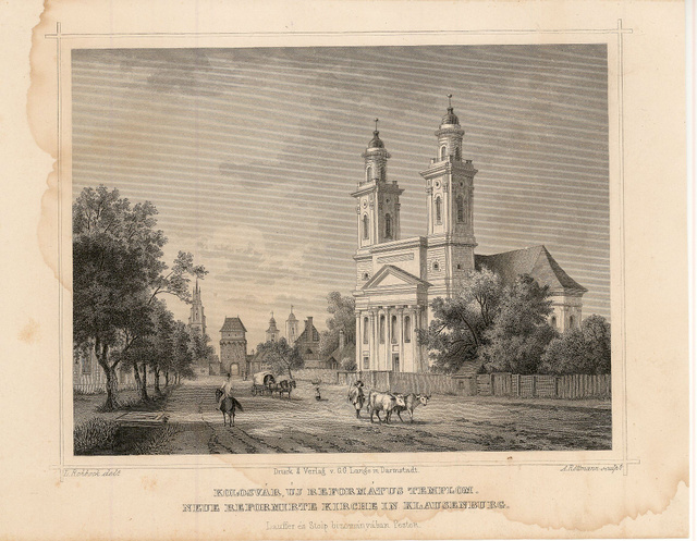 A kolozsvári református templom a 19. század közepén.