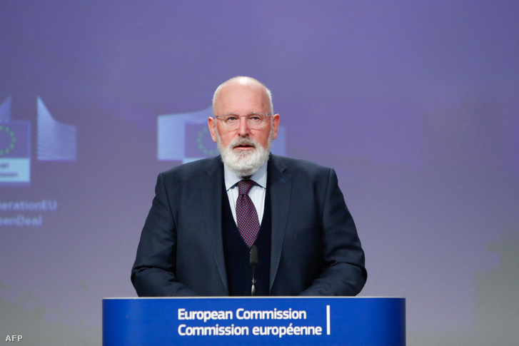 Frans Timmermans az Európai Bizottság brüsszeli központjában 2020. május 28-án tartott sajtótájékoztatón