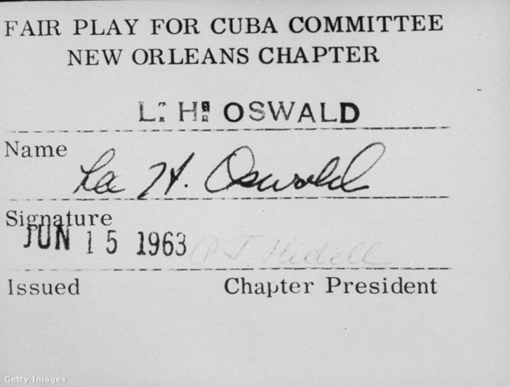 Lee Harvey Oswald tagsági igazolványa a Fair Play Kuba Bizottsághoz