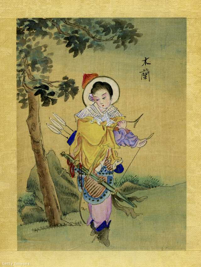 Mulant így ábrázolja egy 19. századi kínai selyemfestmény