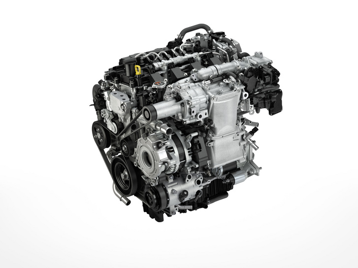 A Mazda SkyActiv-X motorja nagy sűrítési arányt, Miller ciklust és szikrával indított kompressziógyújtást alkalmaz a jó hatásfok, azaz a kis fogyasztás érdekében