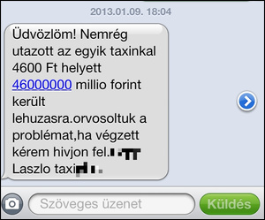 A taxitársaságtól jött SMS