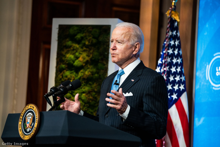 Joe Biden a klímaváltozásról szóló online csúcstalálkozón 2021 április 23-án