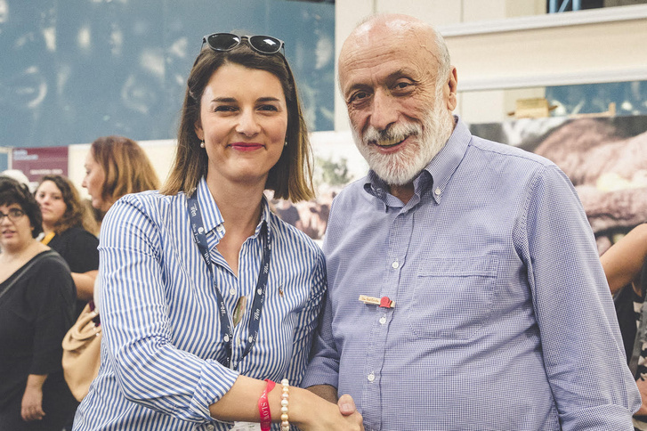 Szekeres Diána és Carlo Petrini a Terra Madre Salone del Gusto kiállításon Torinóban.