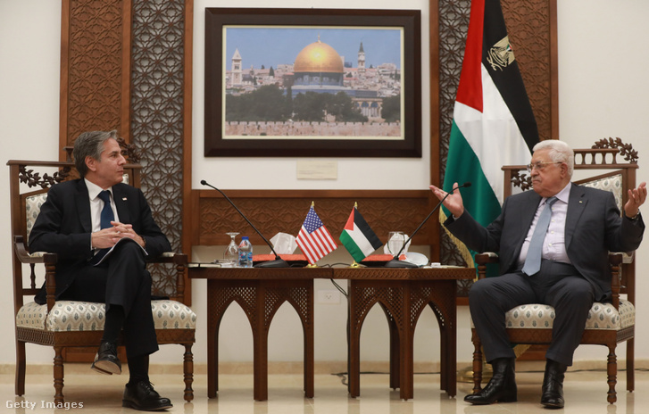 Anthony Blinken amerikai külügyminiszter és Mahmúd Abbász palesztin elnök