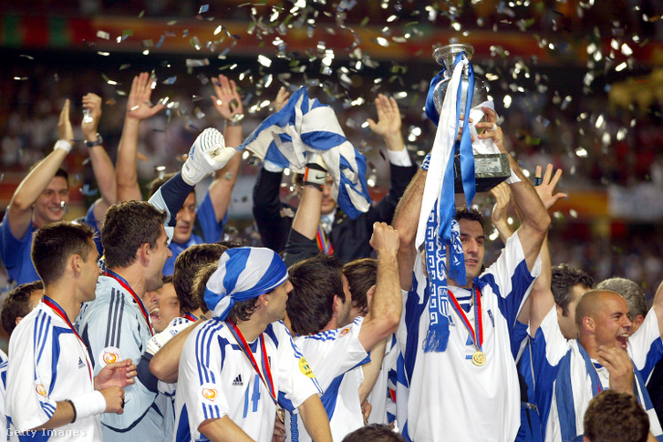 A győztes görög csapat a 2004-es Európa-bajnokságon