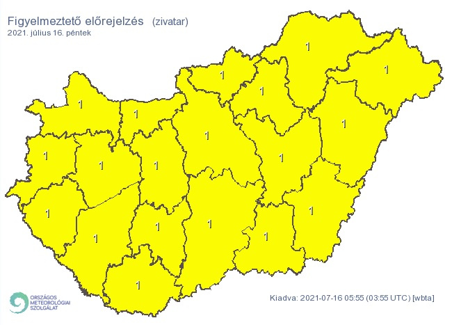 Felhőszakadás miatt adtak ki figyelmeztetést