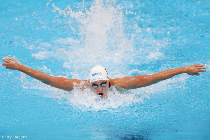 Hosszú Katinka a 400 méteres vegyesúszás harmadik előfutamában a tokiói olimpián 2021. július 24-én