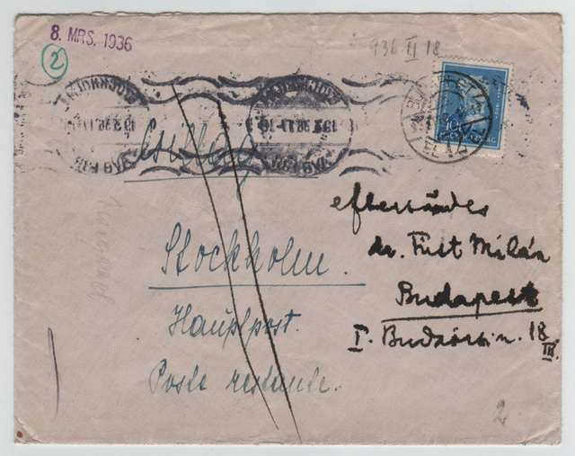 Radákovich Mária Stockholmba küldött levele