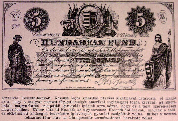 Amerikában kiadott Kossuth-bankó, 1852