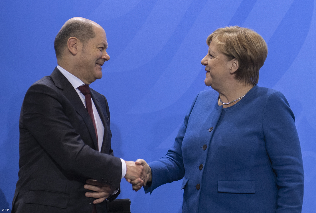 Olaf Scholz és Angela Merkel Berlinben 2019. december 16-án