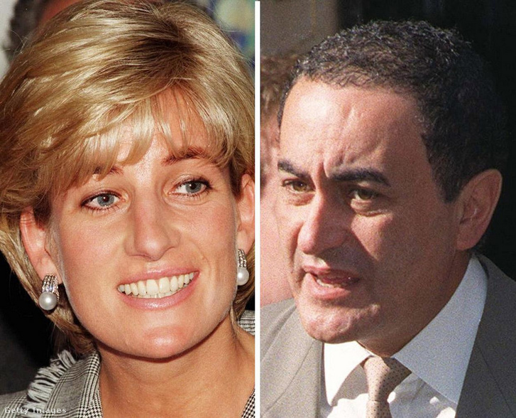 Diana hercegnő és Dodi Al Fayed egy kombóképen