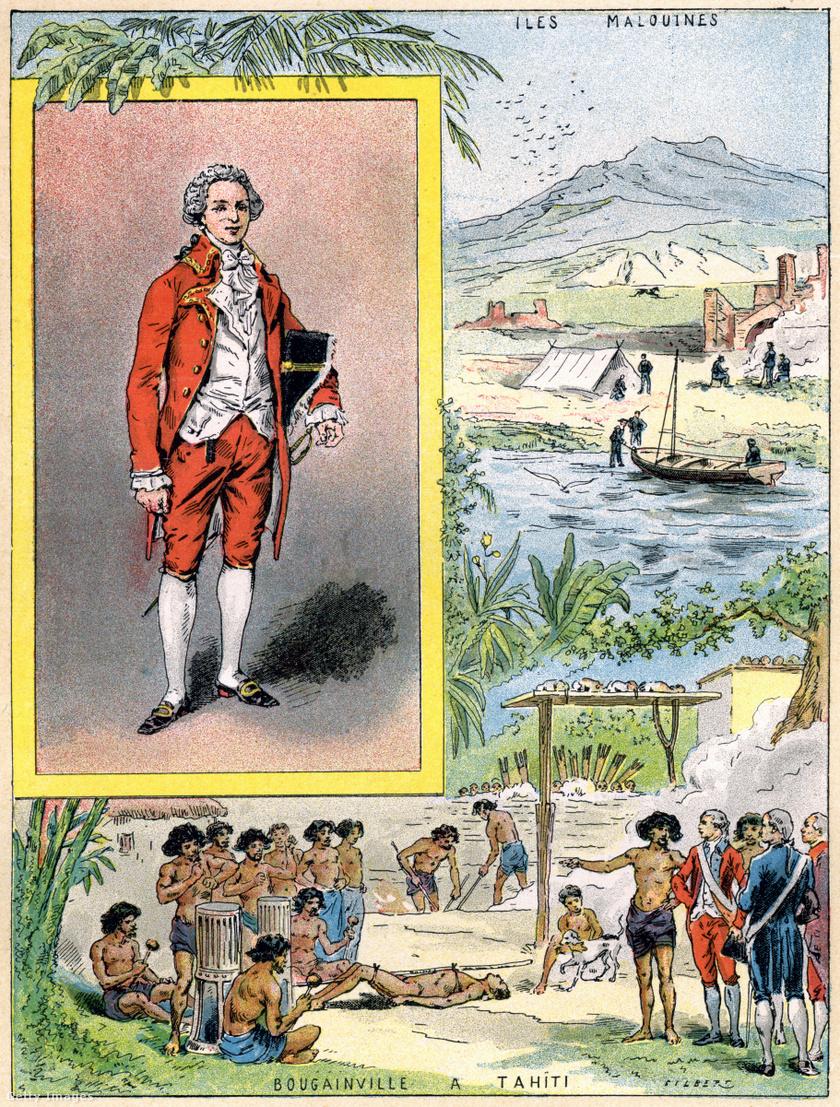 Louis Antoine de Bougainville admirális Tahitin.