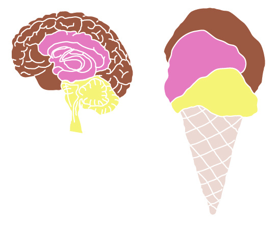Az agyi fagyi ábrázolása az Éntérképem könyvekben Balázs Andrea illusztrációján