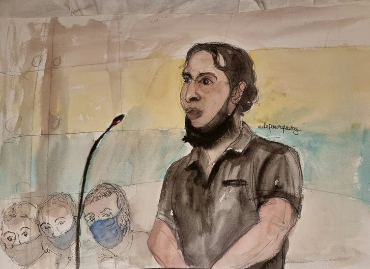 Grafika: Salah Abdeslam a párizsi esküdtszék előtt