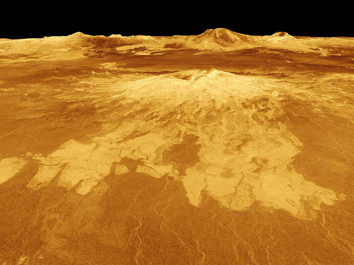 Egy vénuszi vulkán, a Sapas Mons számítógéppel generált képe