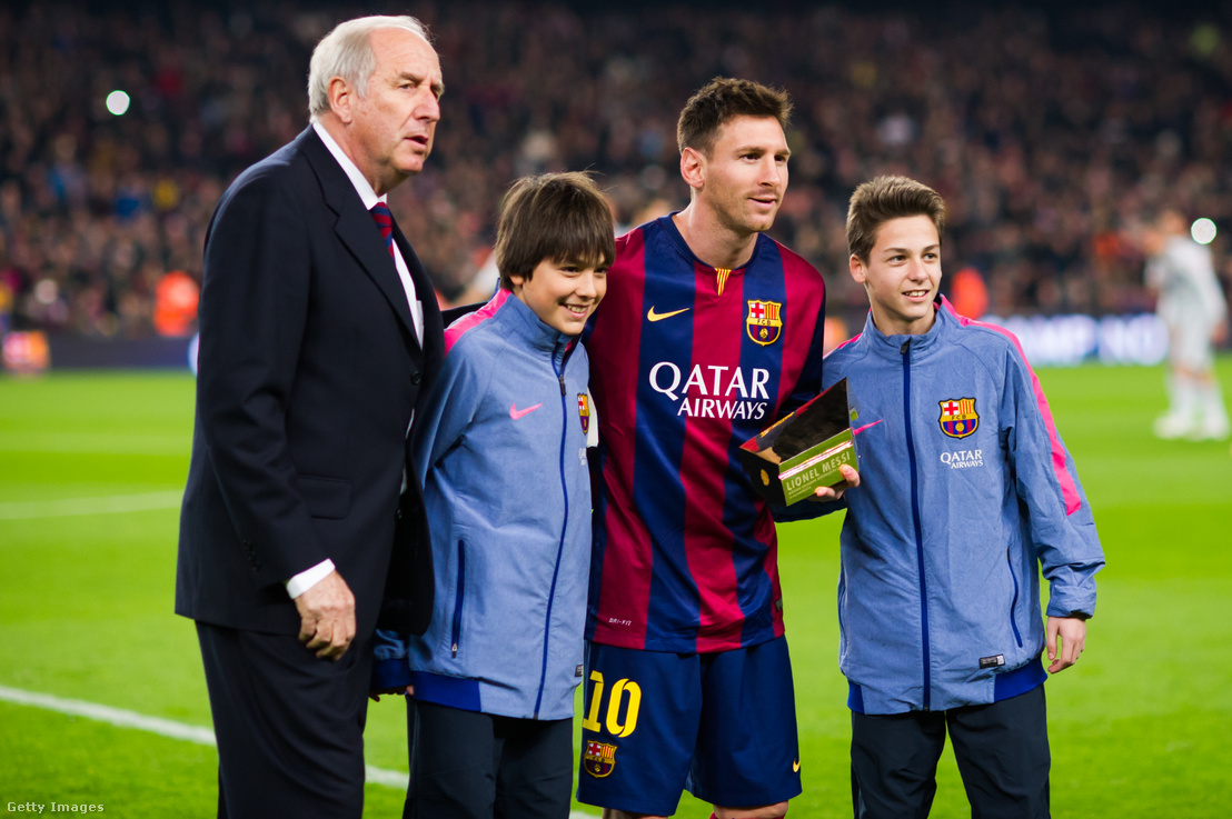 Charly Rexach és Lionel Messi 2015-ben