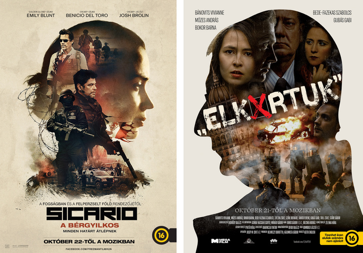 A Sicario és az Elkxrtuk c. filmek plakátjai