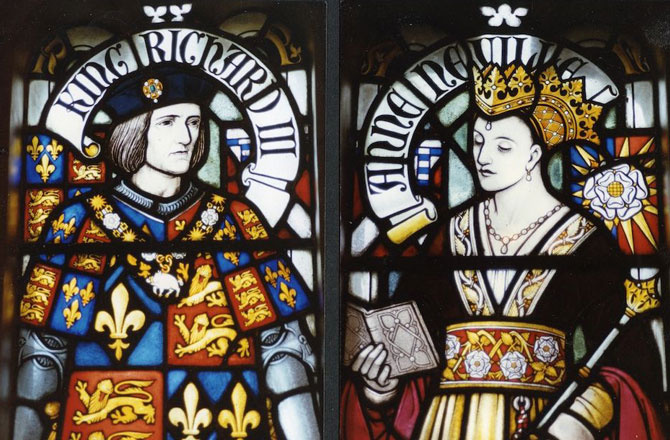 III. Richárd és Anne Neville üvegfestménye a cardiffi kastélyban