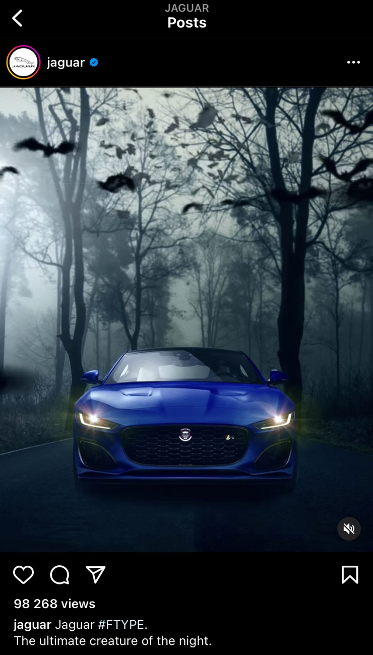 @jaguar: A 2021-es Jaguar F-Type a Halloween idején az éjszaka végső teremtményeként ünnepeltette magát