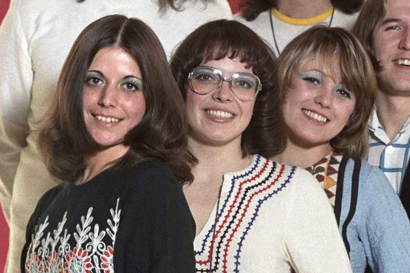 A Kócbabák lánytrió 1975-ben: Fábián Éva, Pál Éva és Csepregi Éva.