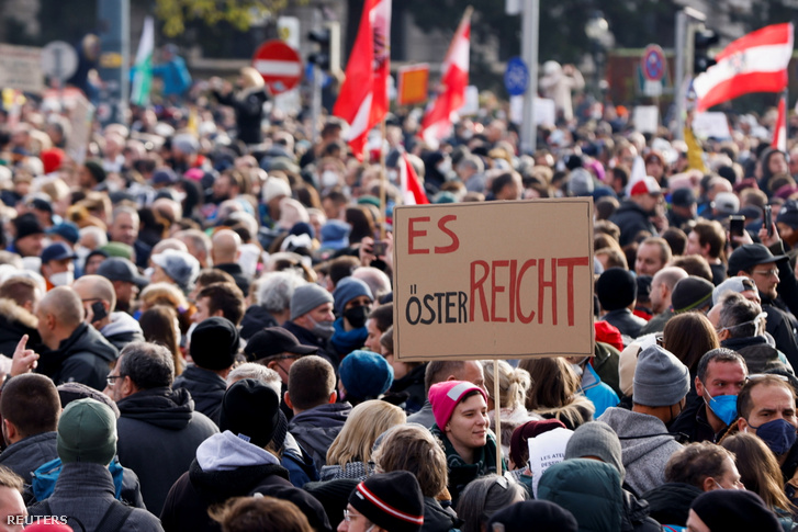 Tüntetés Bécsben 2021. november 20-án