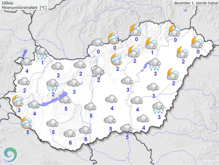 Várható hőmérséklet szerda hajnalban