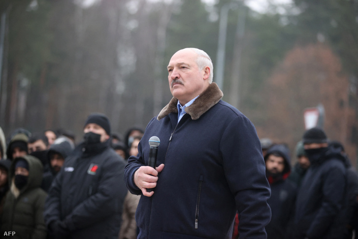 Aljakszandr Lukasenka a belarusz–lengyel határon 2021. november 26-án