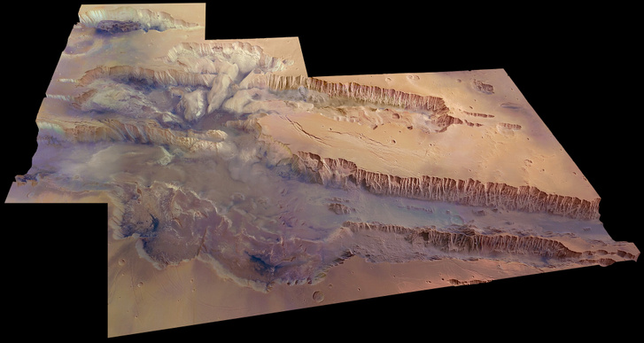 A Valles Marineris egy térbeli részlete