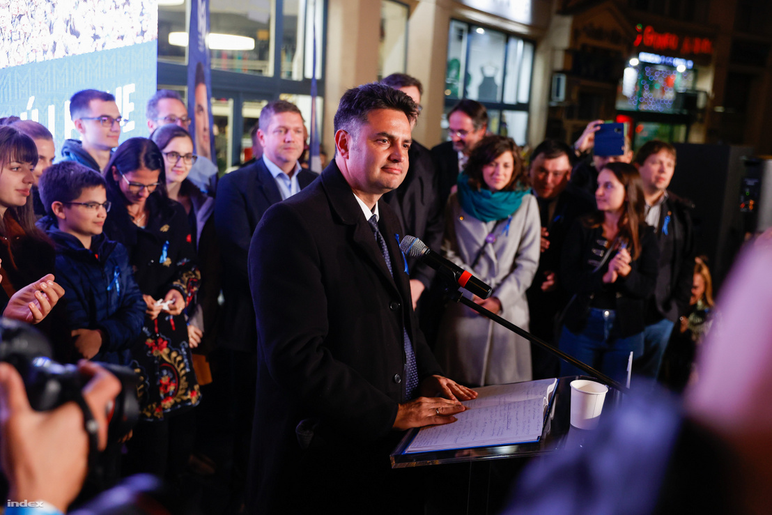 Márki-Zay Péter az ellenzéki előválasztás eredményhirdetése után 2021. október 17-én