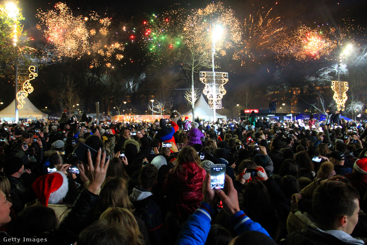 Szilveszteri tűzijáték Belgrádban 2018. január 1-jén