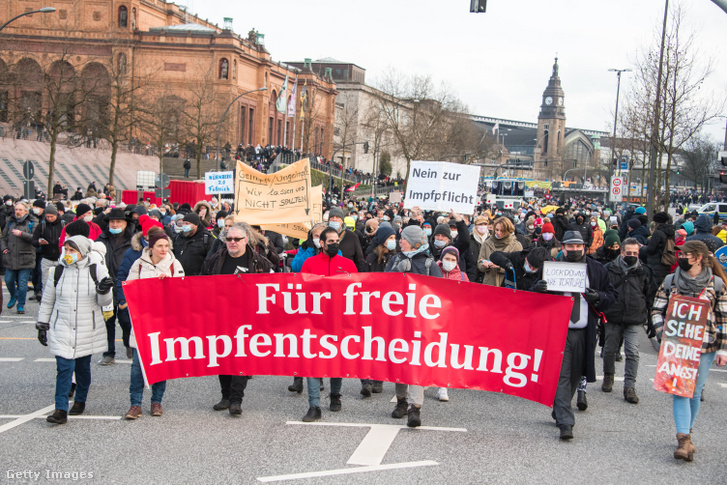 Tüntetés Hamburgban 2022. január 8-án