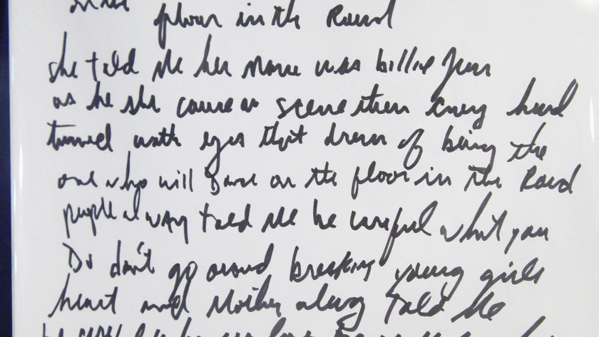 A Billie Jean kézzel írt szövege