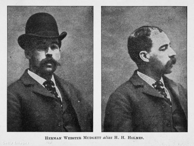H. H. Holmes sorozatgyilkos letartóztatáskor készített azonosító fotói.