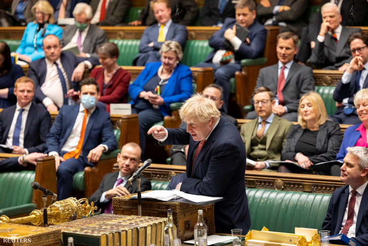 Boris Johnson az alsóházban 2022. február 21-én