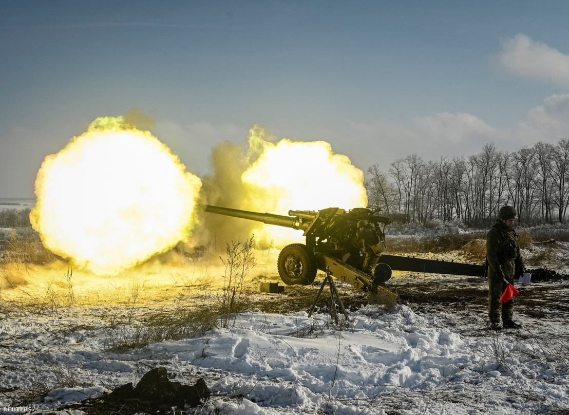 Orosz katonák hadgyakorlaton a rosztovi régióban 2022. január 26-án