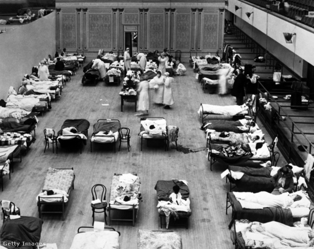 Az amerikai Vöröskereszt egyik kórterme, 1918