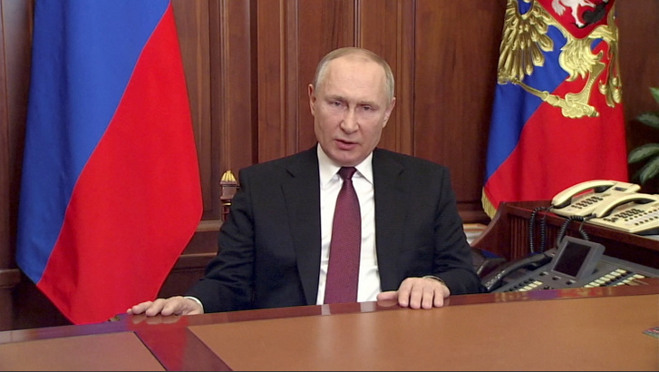 Vlagyimir Putyin 2022. február 24-én