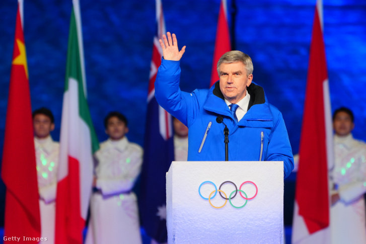 Thomas Bach, a NOB elnöke 2022. február 20-án, a téli olimpia záróünnepségén