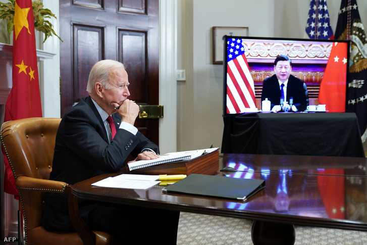 Joe Biden és Hszi Csin-ping 2022. március 17-én