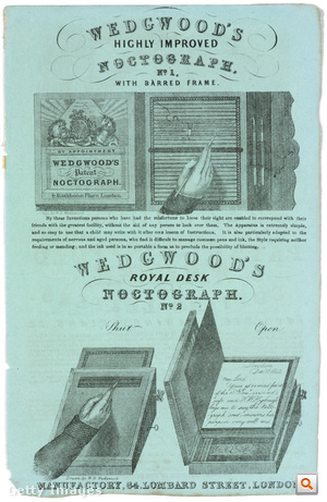 Wedgwood továbbfejlesztett, indigómódszerrel működő noctographja, 1842 körül