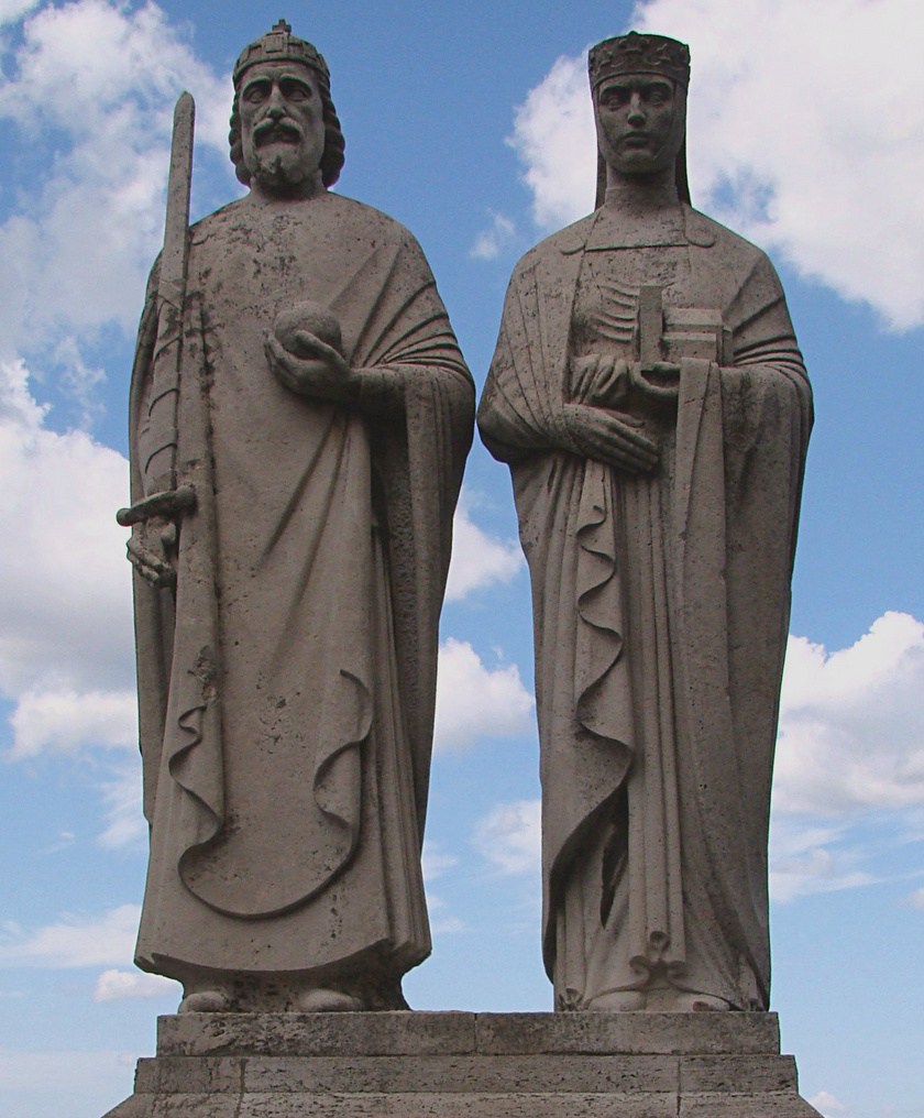 István és Gizella szobra Veszprémben.