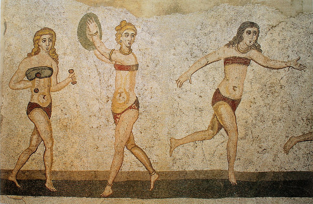 Ókori atlétanők „bikiniben” a Villa Romana del Casale mozaikján