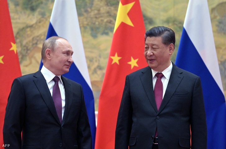Vlagyimir Putyin és Hszi Csin-ping 2022. február 4-én Pekingben