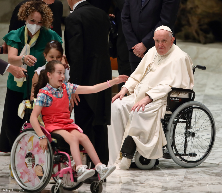 Ferenc pápa a 2022. május 14-i audiencián Vatikánvárosban