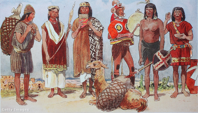 Az inkák, akik emberáldozataik alkalmával bedrogozták a feláldozandókat, ilyen viseletet hordhattak a 15–16. században, Peruban