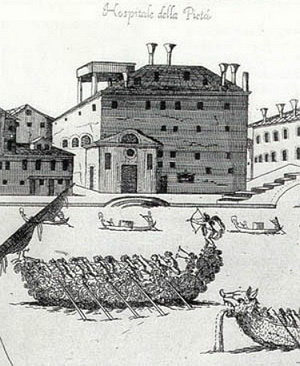 Az Ospedale della Pietà egy korabeli rajzon (az épületet azóta lebontották)